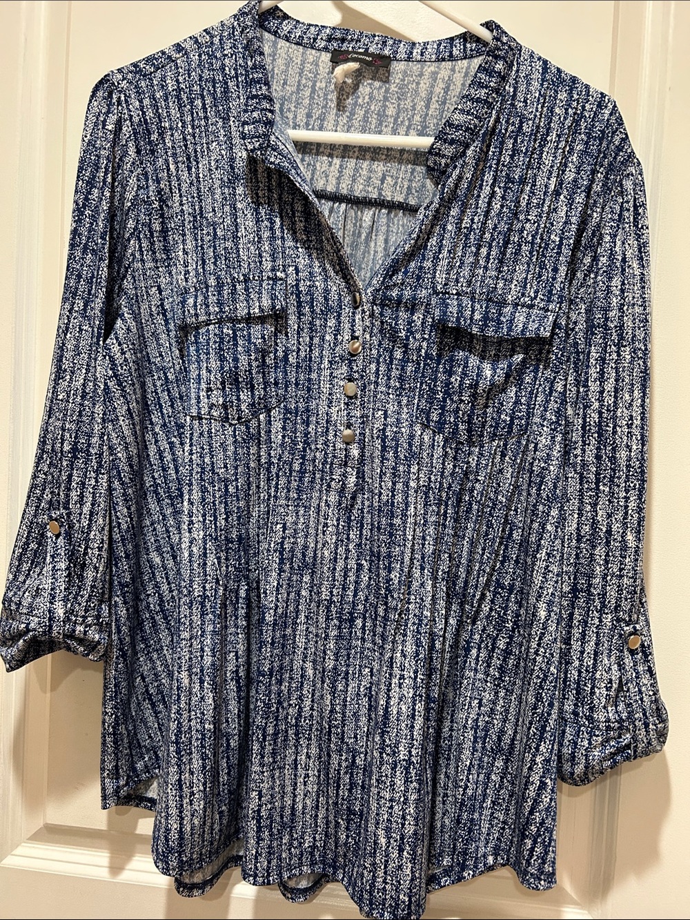 Cocomo Blue Striped Button-Front Tunic